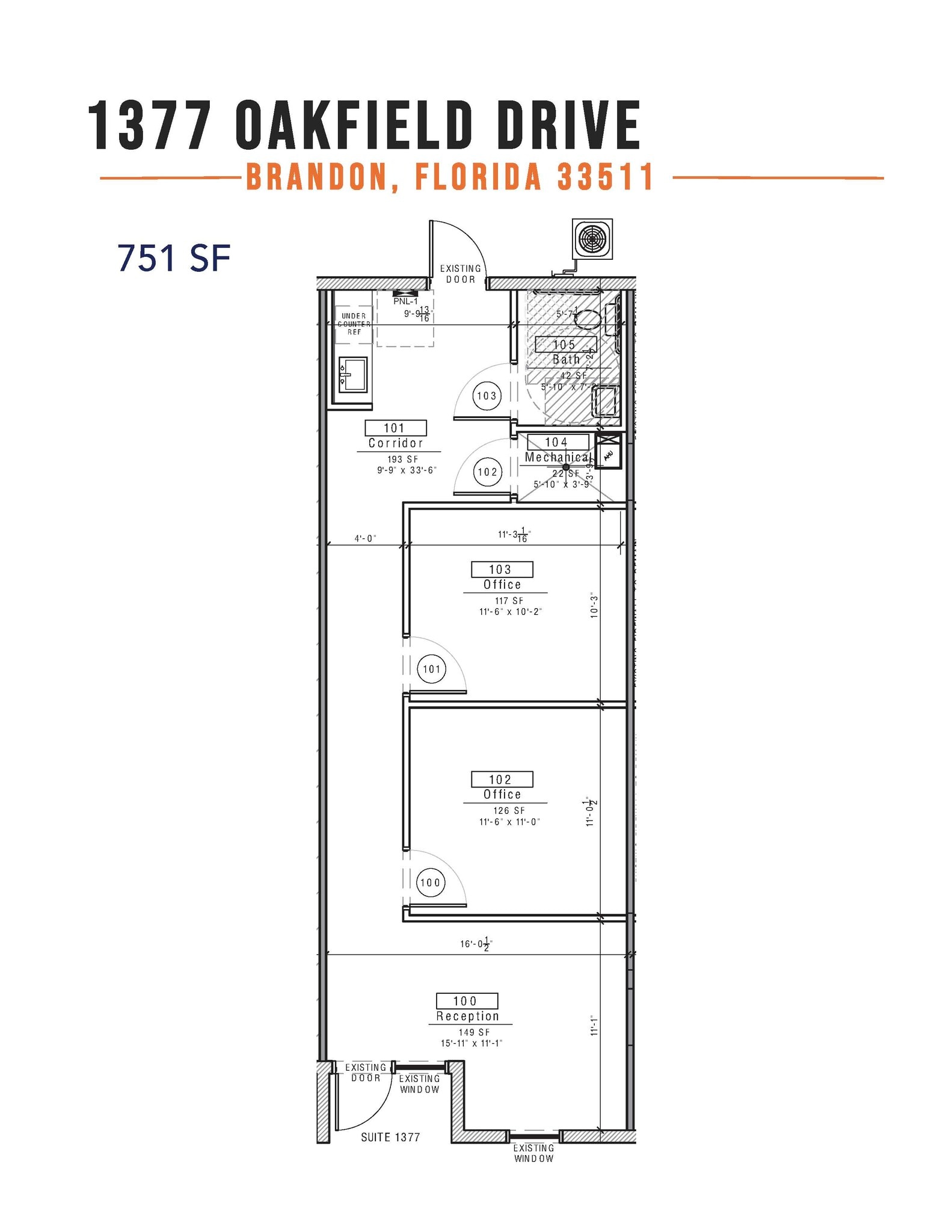 1387-1399 Oakfield Dr, Brandon, FL à louer Plan d’étage- Image 1 de 1