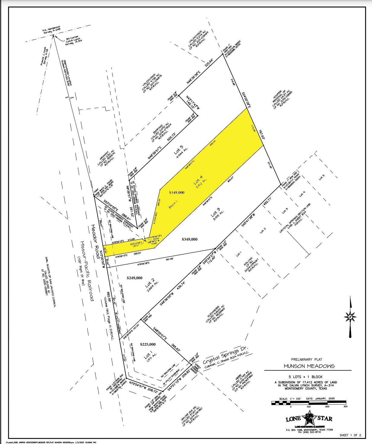 3.912 Acres Meador Road, Conroe, TX for sale Plat Map- Image 1 of 3