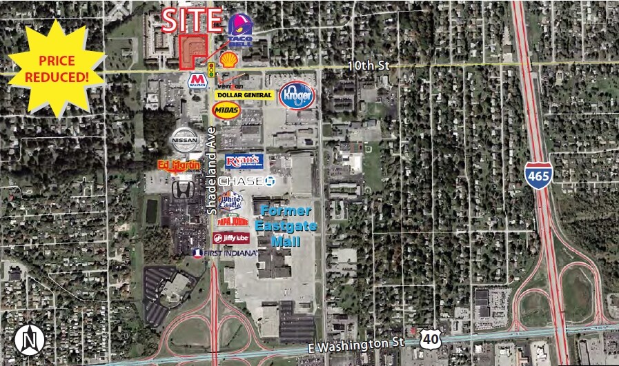 1004-1048 N Shadeland Ave, Indianapolis, IN for lease - Aerial - Image 3 of 7