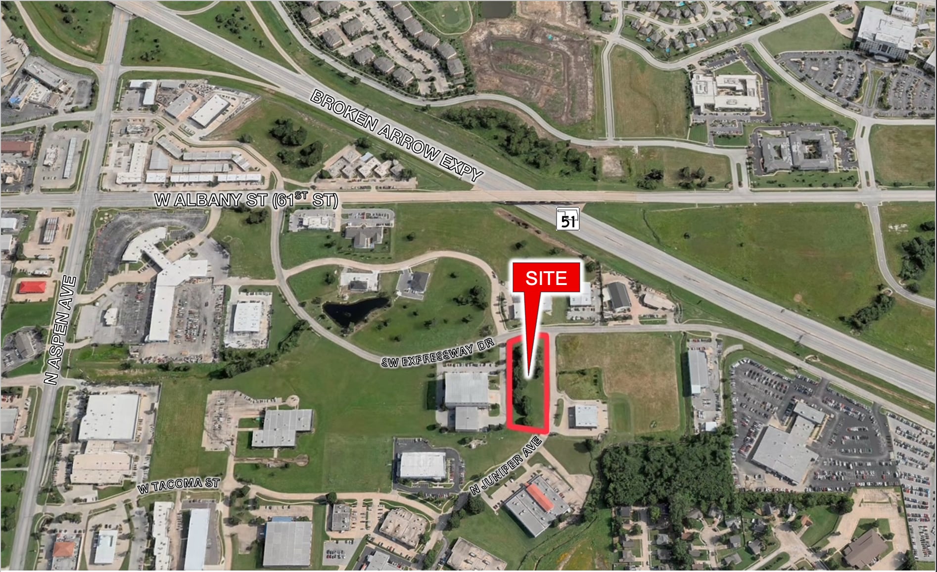 Southwest Expy Dr. & N. Juniper Broken Ar ave, Broken Arrow, OK à vendre Aérien- Image 1 de 3
