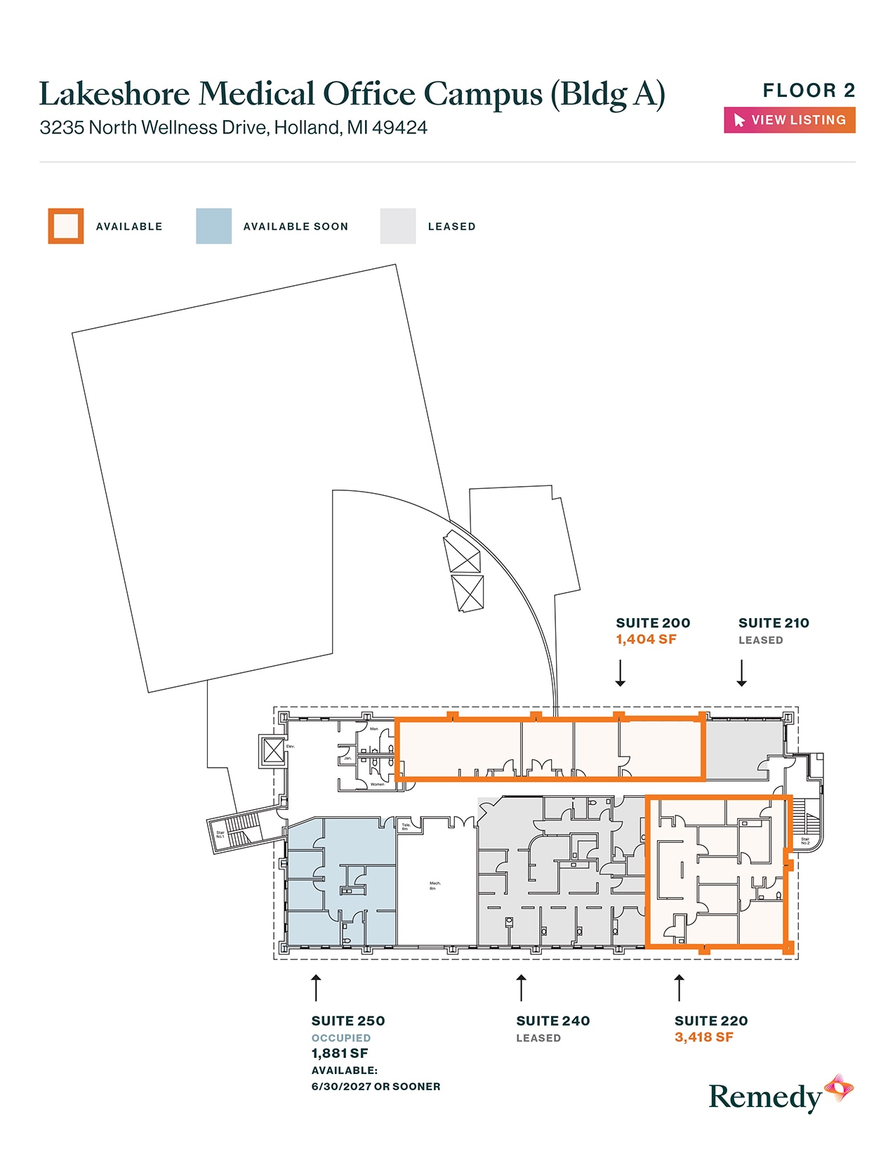 3235-3299 N Wellness Dr, Holland, MI à louer Plan d’étage- Image 1 de 2