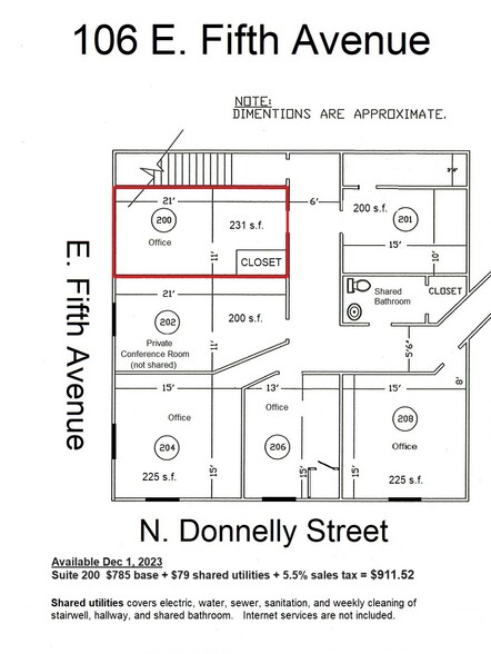 106 E 5th Ave, Mount Dora, FL à louer - Plan d  tage - Image 2 de 8