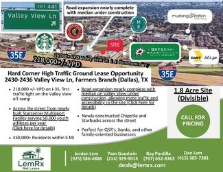 More details for 2430 Valley View Ln, Dallas, TX - Land for Lease