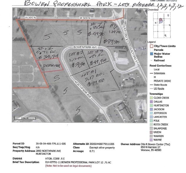 450 Bowenpark Ave, Huntington, IN à vendre - Plan cadastral - Image 3 de 3
