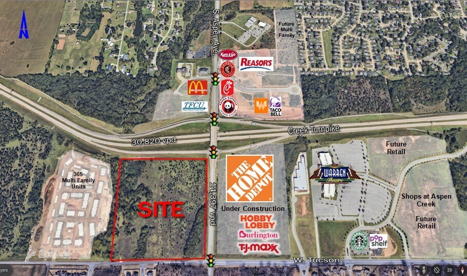 W Tucson & Aspen Ave, Broken Arrow, OK for lease - Aerial - Image 1 of 2