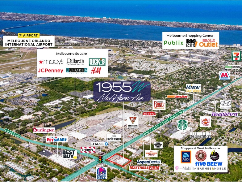 1955 W New Haven Ave, West Melbourne, FL for lease - Aerial - Image 2 of 6