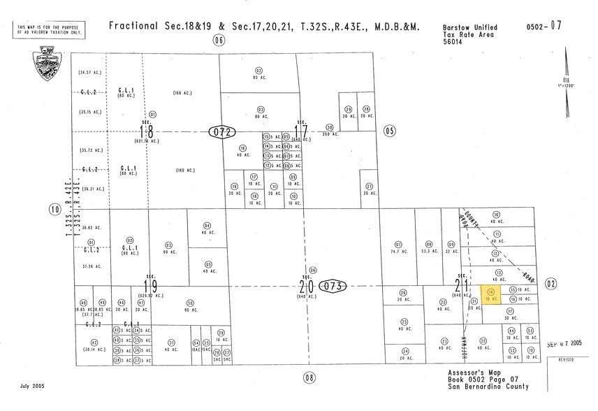Hoffman Rd, Hinkley, CA for sale - Plat Map - Image 1 of 1