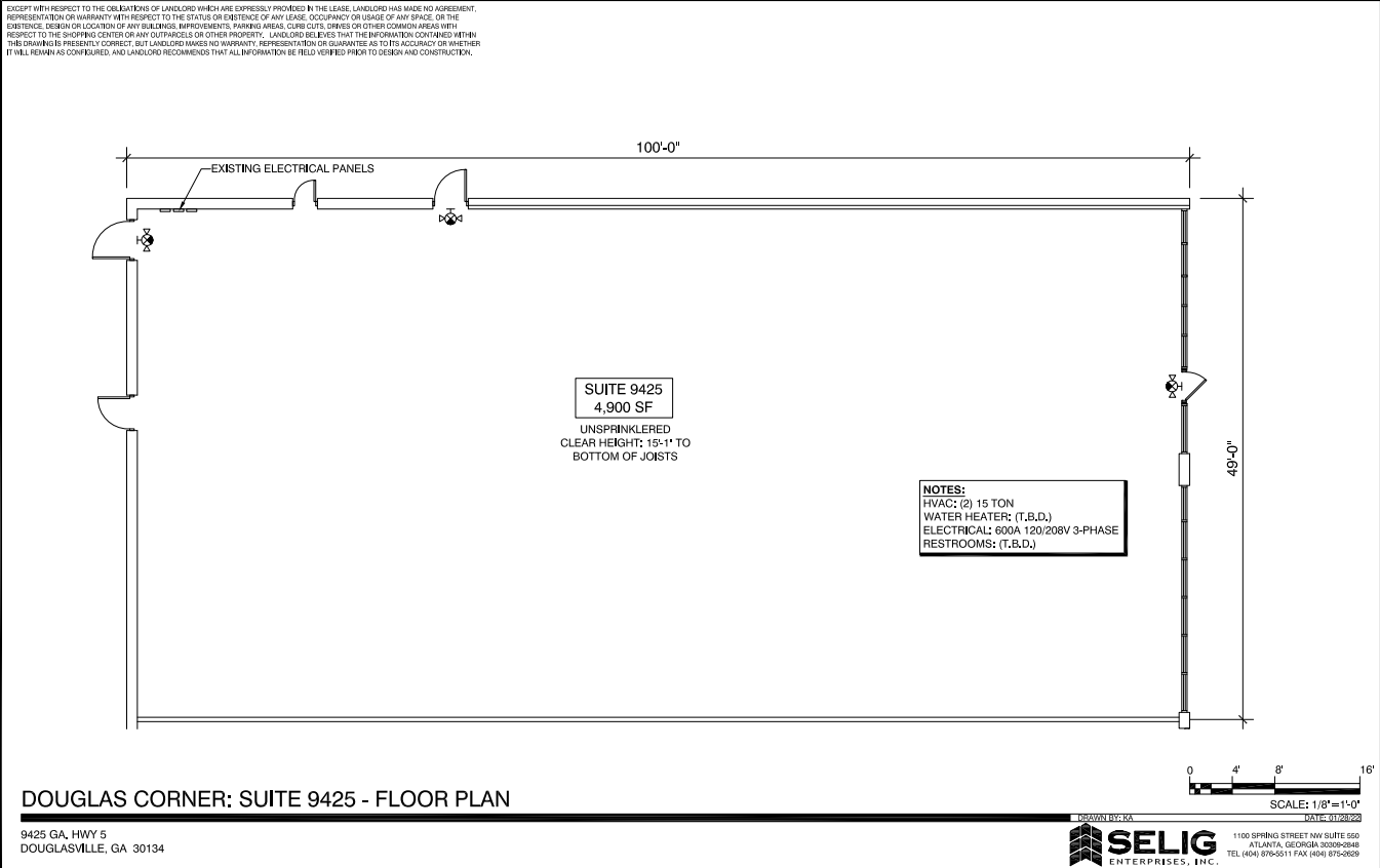 9421-9459 Highway 5, Douglasville, GA à louer Plan d’étage- Image 1 de 1