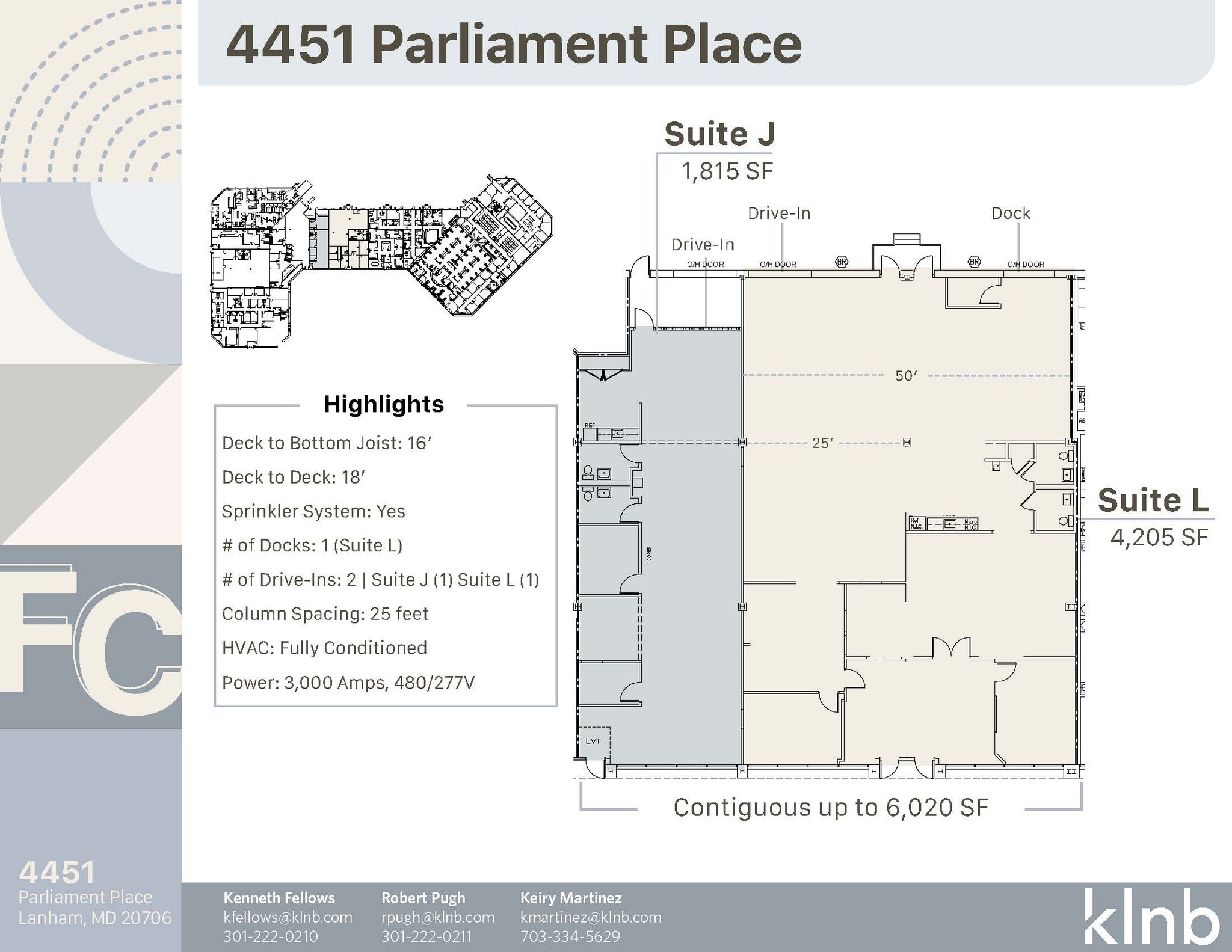 4451 Parliament Pl, Lanham, MD à louer Plan d’étage- Image 1 de 1
