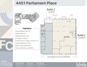 4451 Parliament Pl, Lanham, MD à louer Plan d’étage- Image 1 de 1