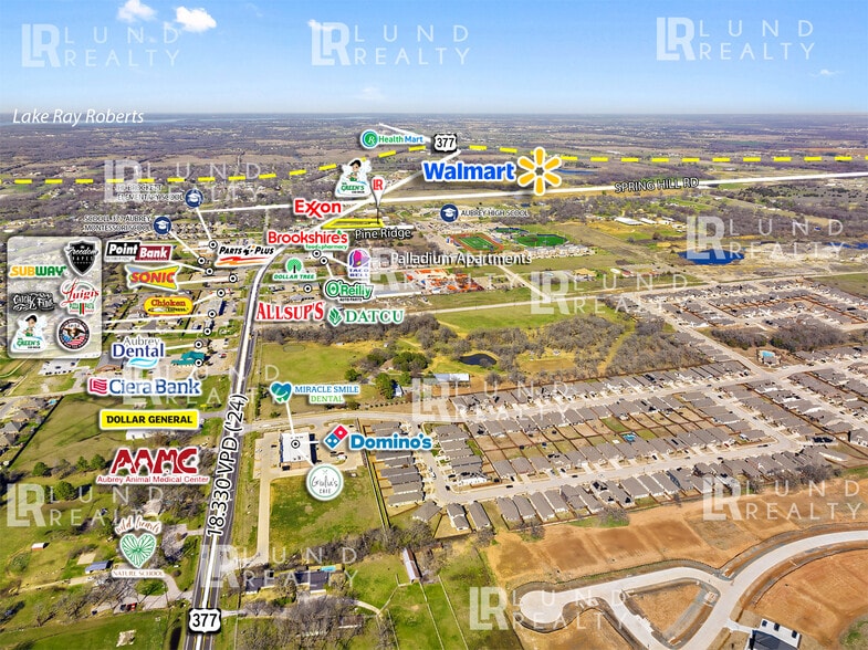 US 377 -3 AC | ON SEWER | COMMERCIAL | 3 LOTS, Aubrey, TX à vendre - Photo du bâtiment - Image 2 de 12