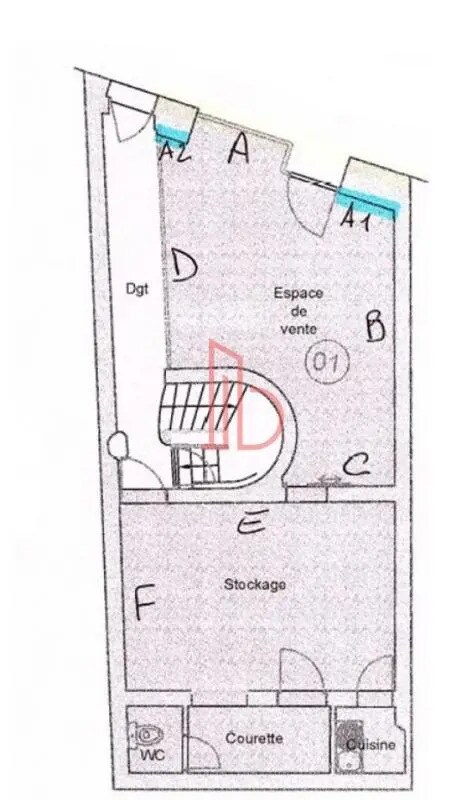 Bureau dans Bordeaux à louer Plan d’étage- Image 1 de 2
