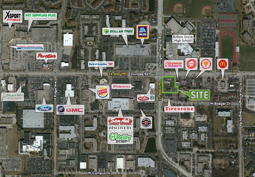 SEC Dundee Rd & Arlington Heights Rd, Arlington Heights, IL à louer - Aérien - Image 2 de 2