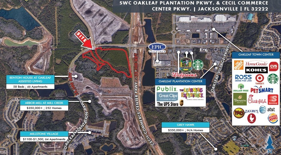 SWC Oakleaf Plantation Pky & Cecile Commerce Center Pk, Jacksonville, FL à vendre - Photo principale - Image 1 de 1