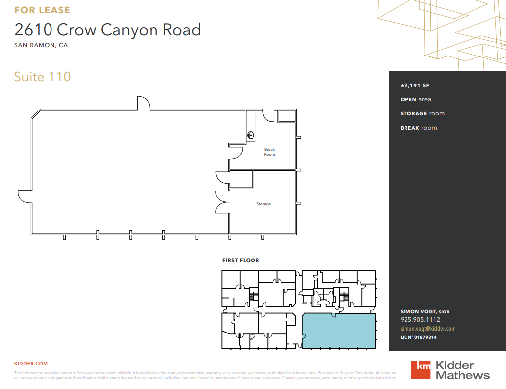 2610 Crow Canyon Rd, San Ramon, CA à louer Plan d  tage- Image 1 de 1