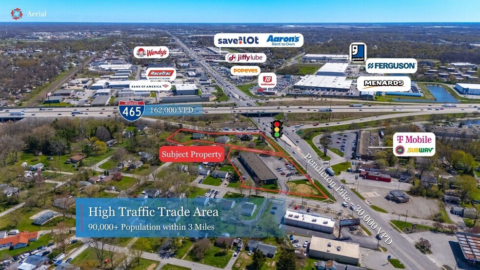 7352-7360 E Pendleton Pike, Indianapolis, IN for sale - Aerial - Image 3 of 6