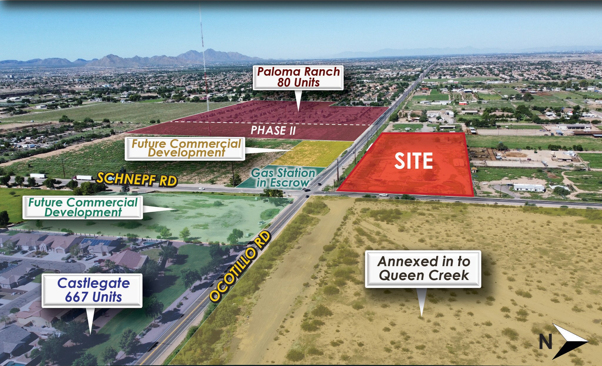 NWC Ocotillo Rd & Schnepf Rd, San Tan Valley, AZ for sale Aerial- Image 1 of 2