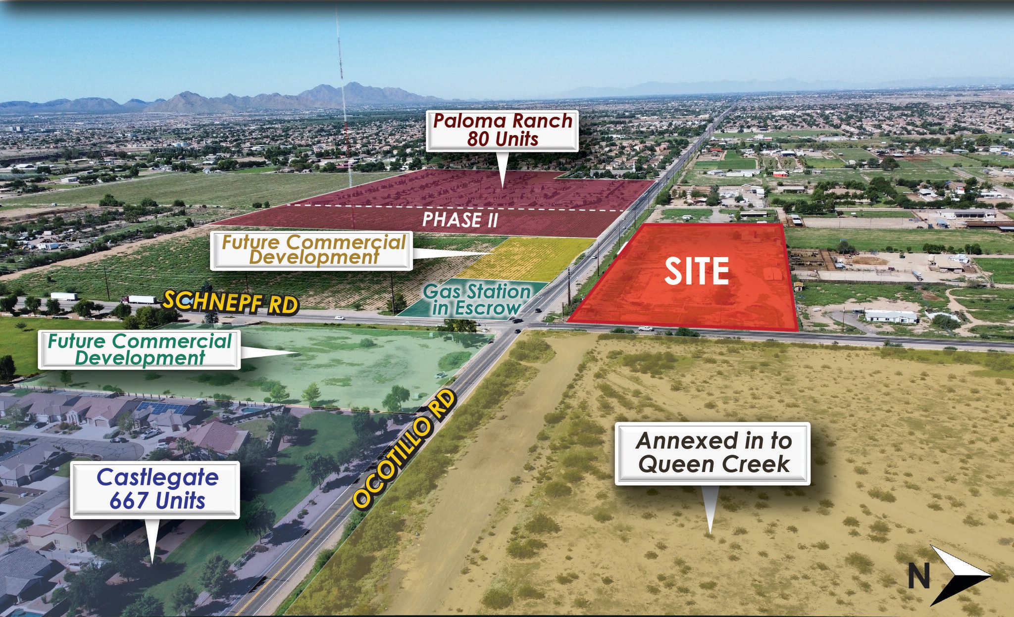 NWC Ocotillo Rd & Schnepf Rd, San Tan Valley, AZ à vendre Aérien- Image 1 de 2