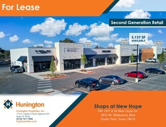 Plus de détails pour FM 1431 & W. New Hope Dr, Cedar Park, TX - Commerce de détail à louer