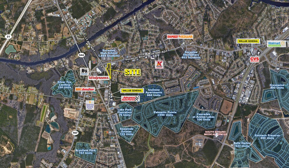 SOCASTEE BLVD & DICK POND RD, Myrtle Beach, SC for sale - Aerial - Image 1 of 3