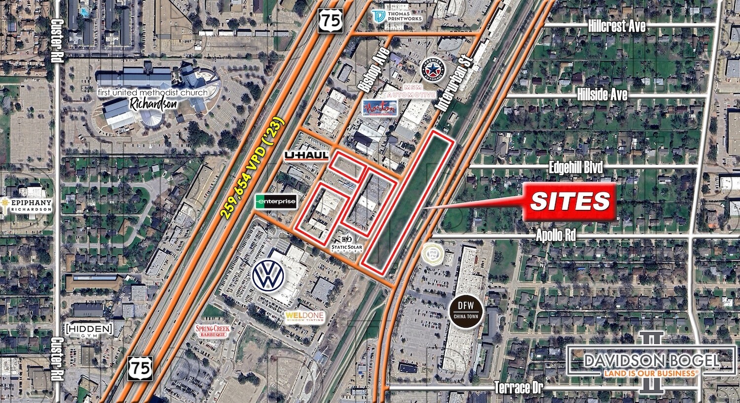 411 N Interurban St, Richardson, TX à vendre Aérien- Image 1 de 2
