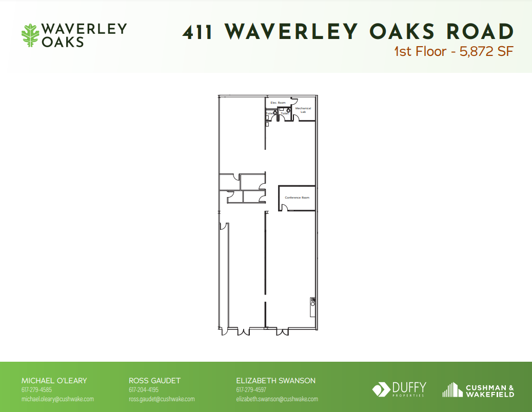 411 Waverley Oaks Rd, Waltham, MA à louer Plan d’étage- Image 1 de 1