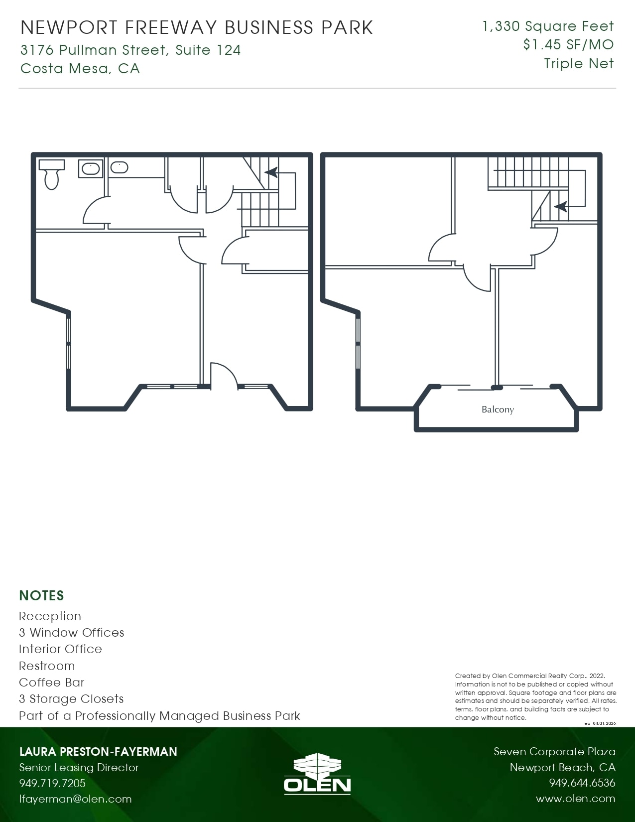 3176 Pullman St, Costa Mesa, CA à louer Plan d’étage- Image 1 de 1