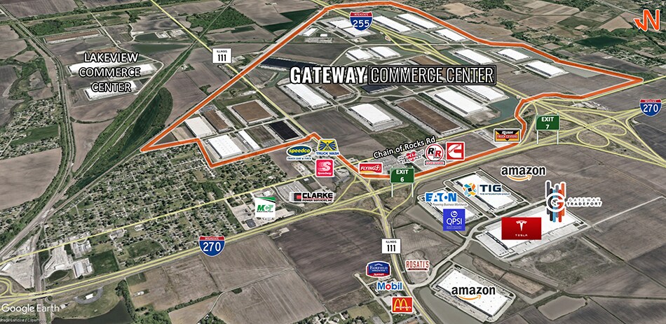 Gateway Commerce Dr S & E Chain of Rocks Rd, Edwardsville, IL à vendre - Aérien - Image 3 de 3