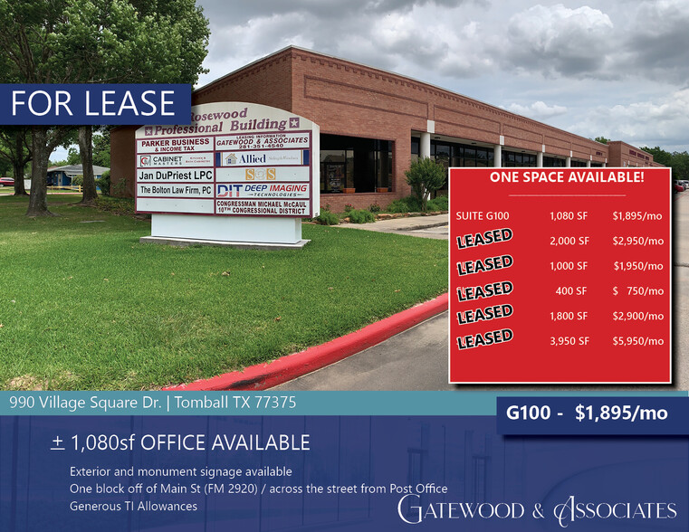 990 Village Sq, Tomball, TX for lease - Building Photo - Image 1 of 7