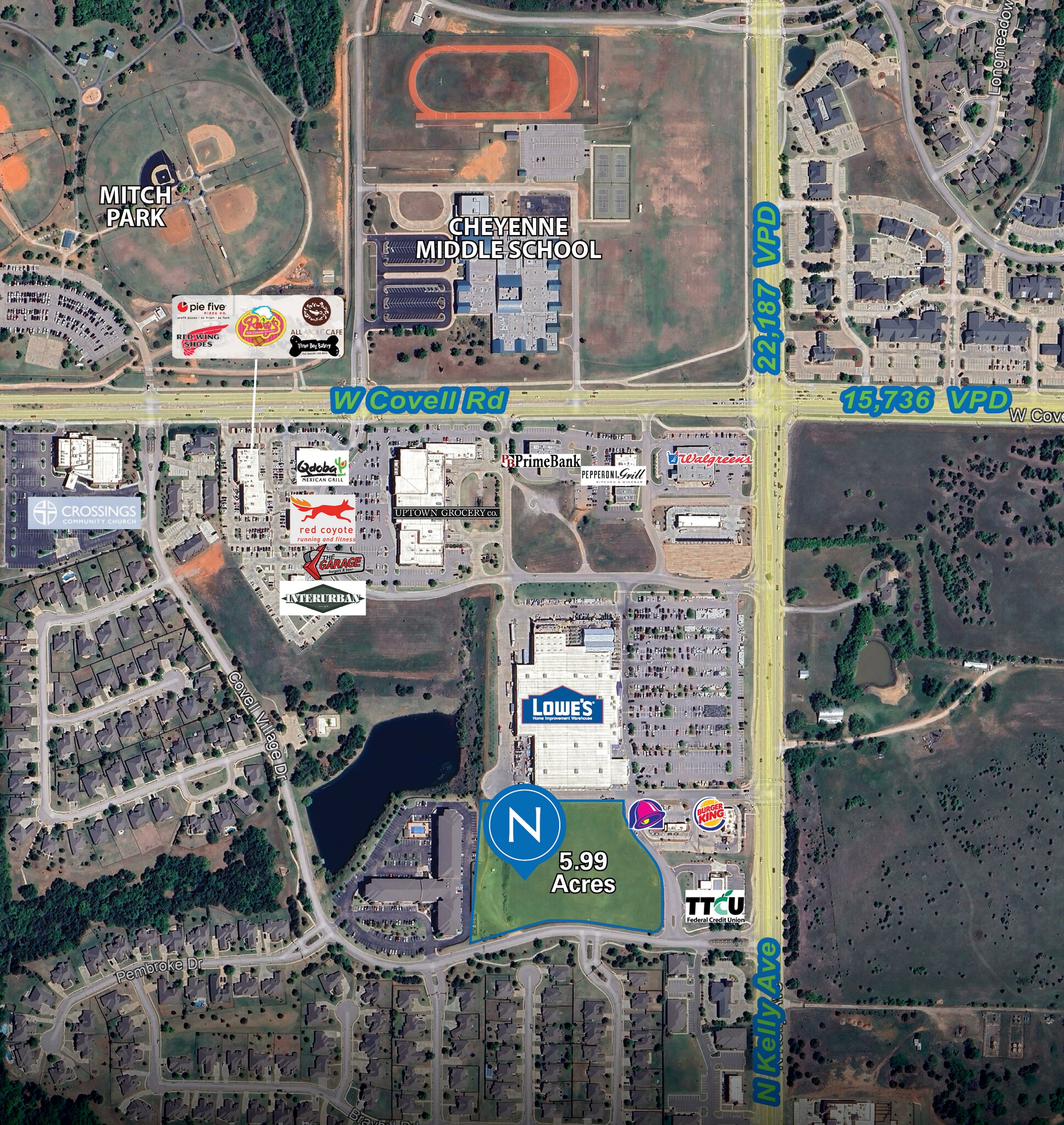 2300 Blk Kelly & Covell, Edmond, OK for sale Aerial- Image 1 of 2