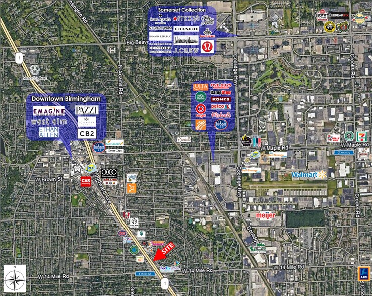 33202-33278 Woodward Ave, Birmingham, MI à louer - Aérien - Image 3 de 8