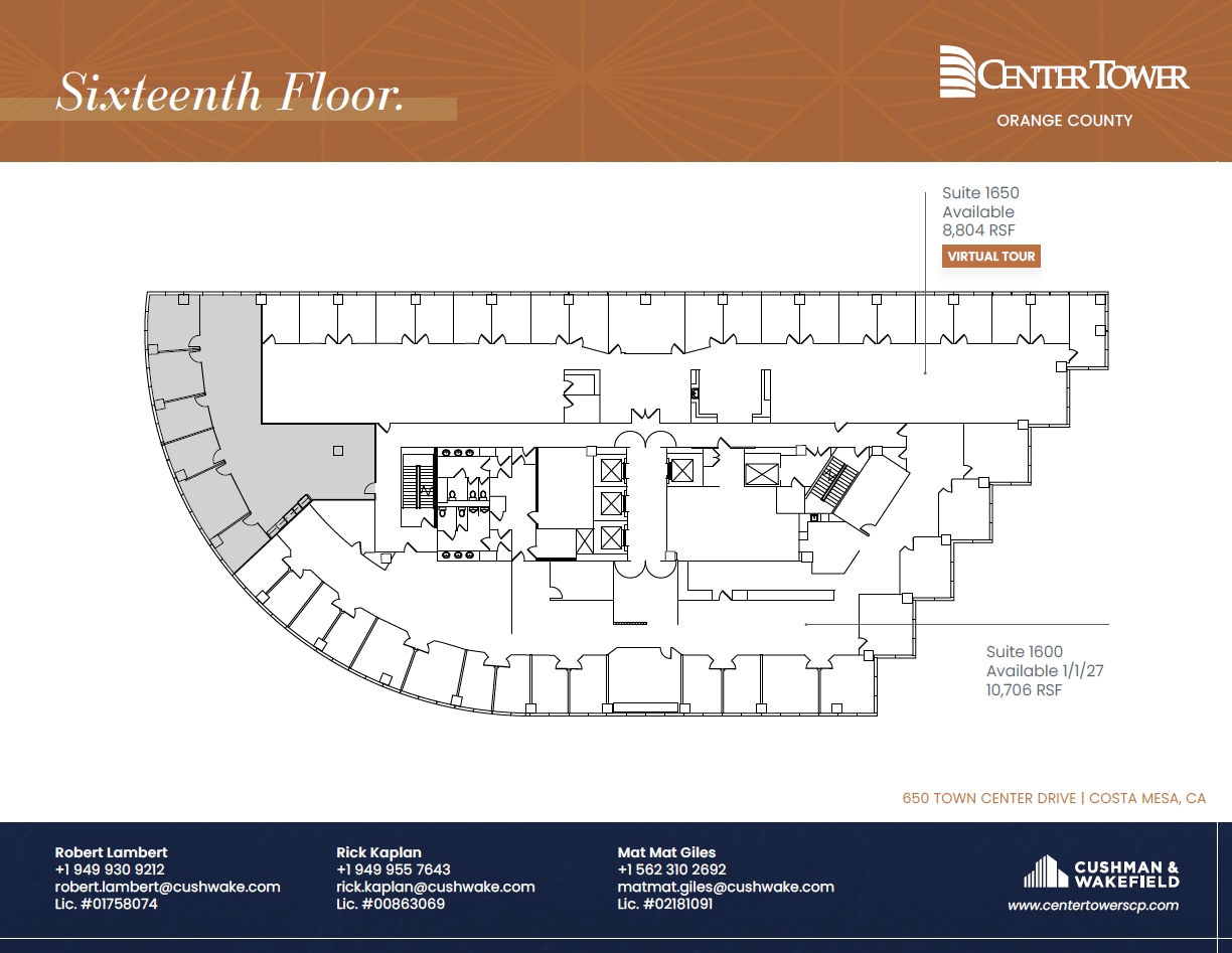 650 Town Center Dr, Costa Mesa, CA à louer Plan d’étage- Image 1 de 1