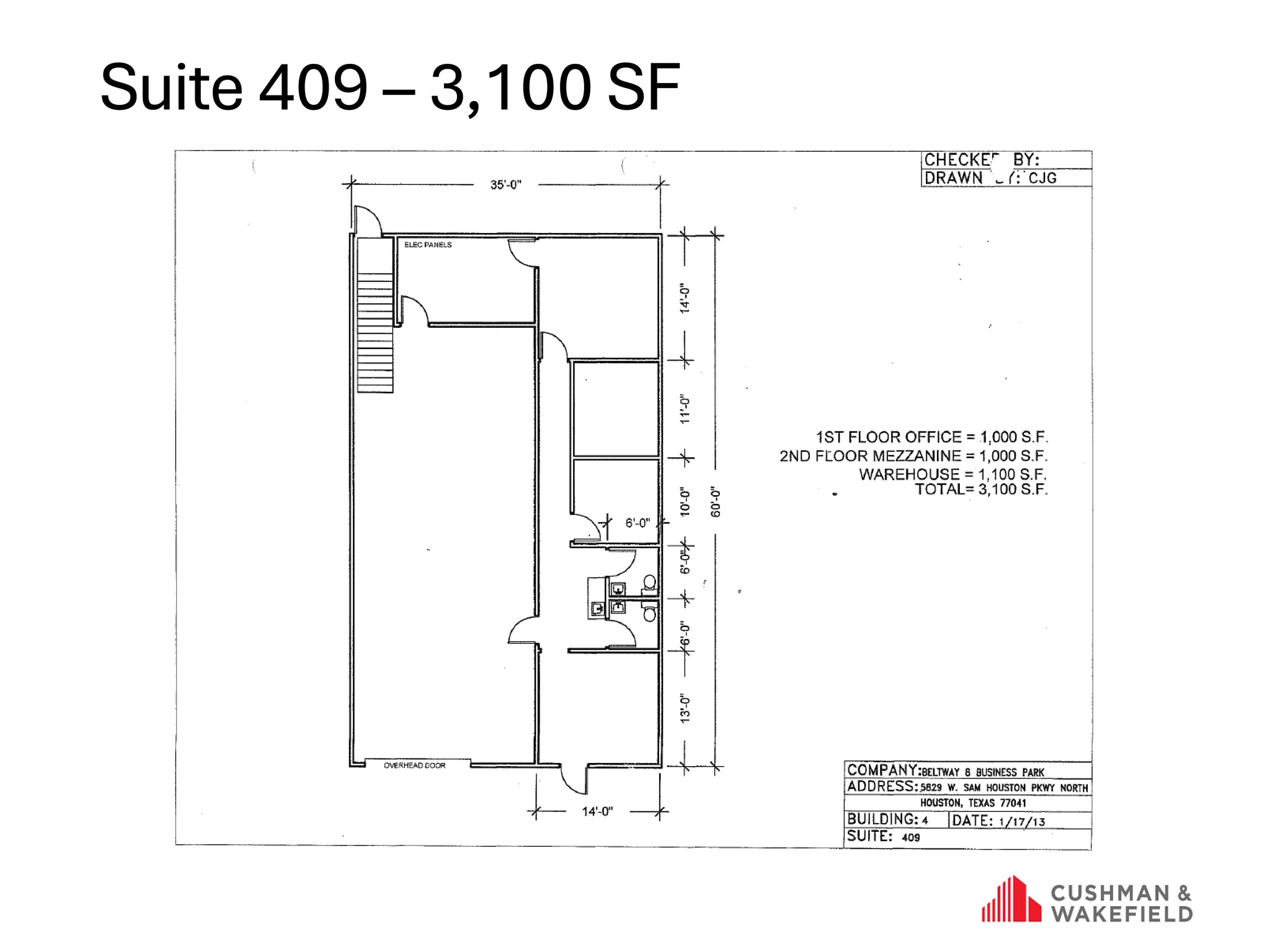 5829 W Sam Houston Pky N, Houston, TX à louer Plan d’étage- Image 1 de 1
