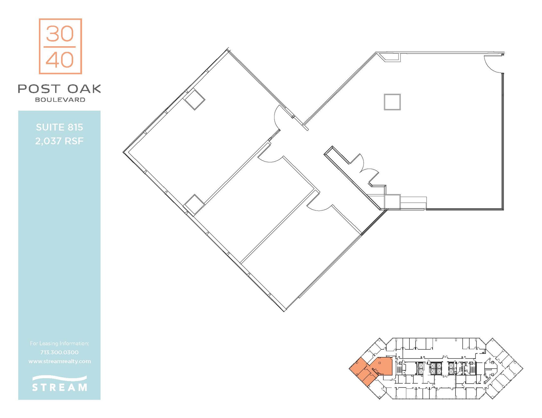 3040 Post Oak Blvd, Houston, TX à louer Plan d  tage- Image 1 de 1