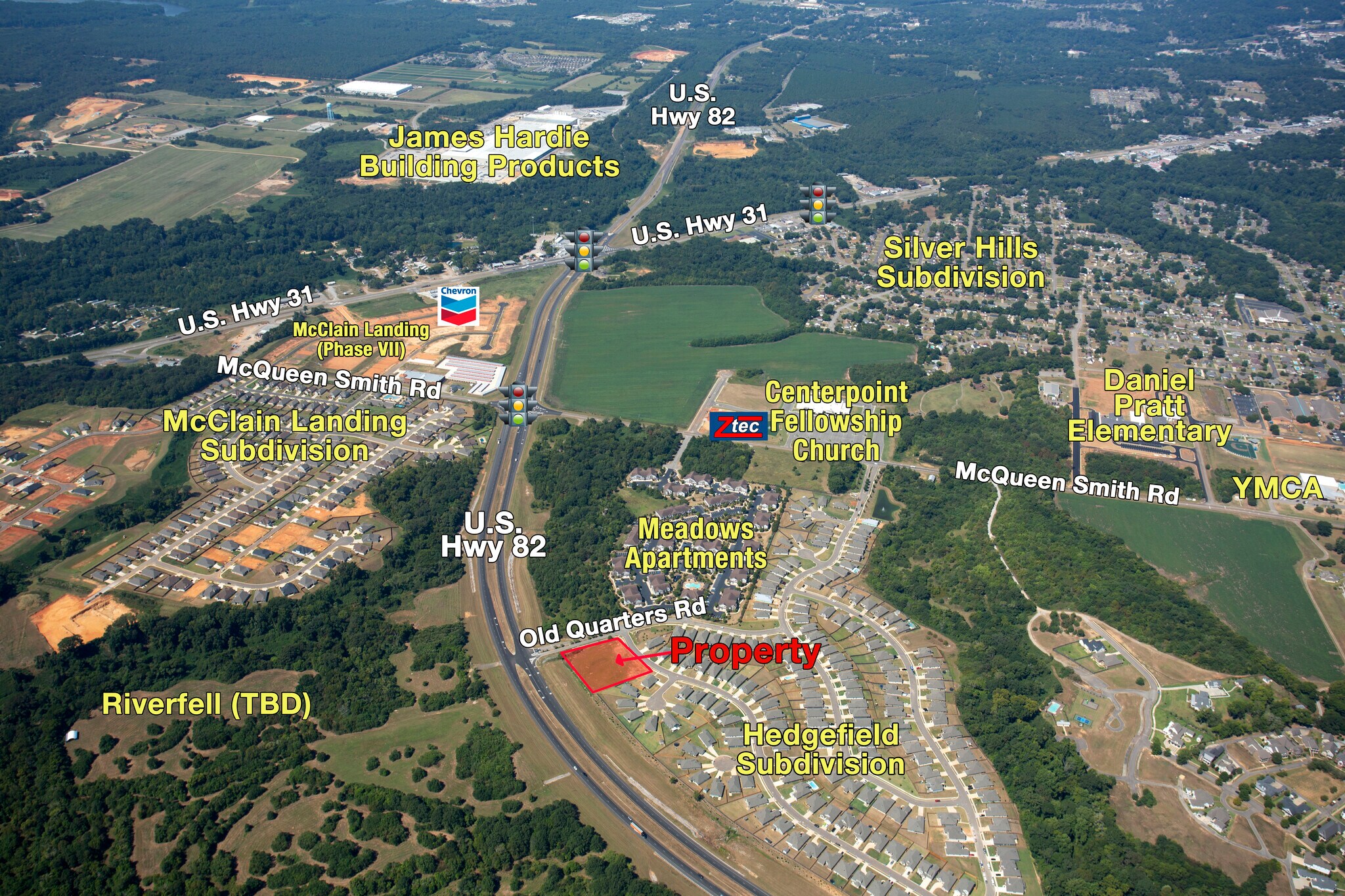 US Hwy 82 & Old Quarters Rd, Prattville, AL for sale Aerial- Image 1 of 3