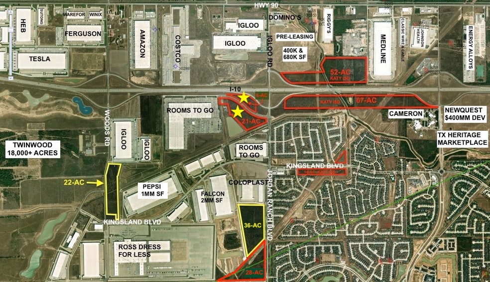 SWQ of I-10 @ Jordan Ranch Blvd, Brookshire, TX à vendre - Aérien - Image 1 de 1