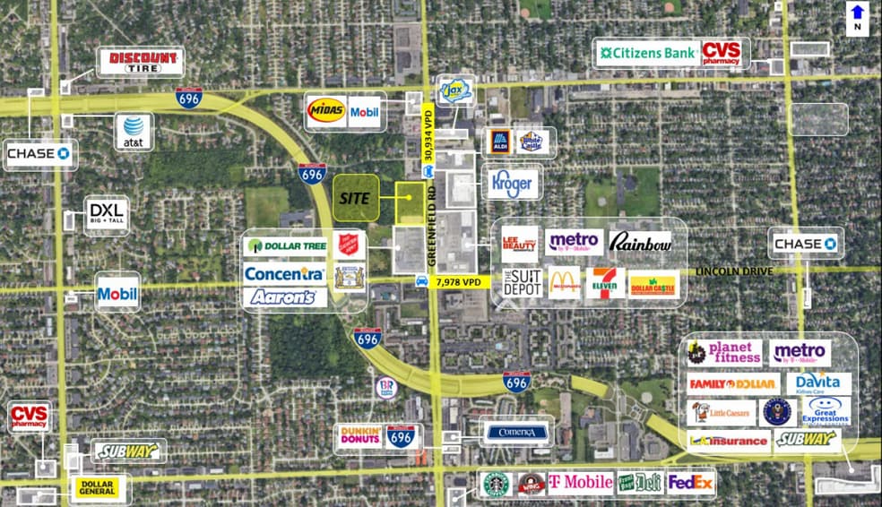 26101 Greenfield Rd, Southfield, MI à louer - Aérien - Image 2 de 3