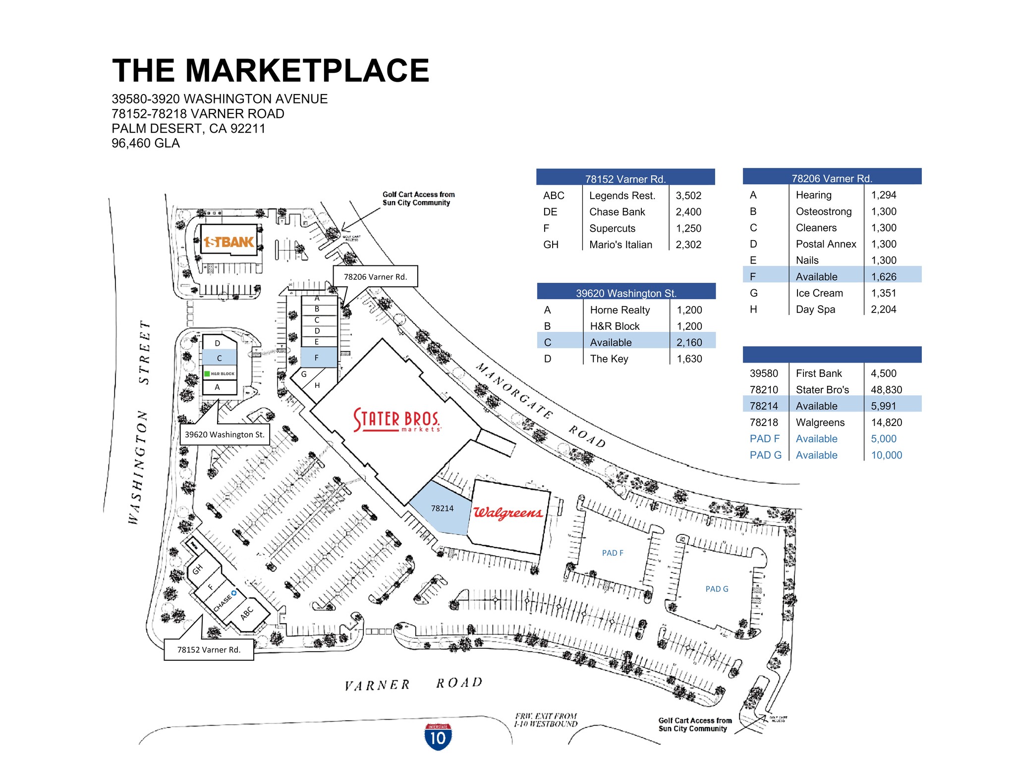 78206 Varner Rd, Palm Desert, CA à louer Plan de site- Image 1 de 1