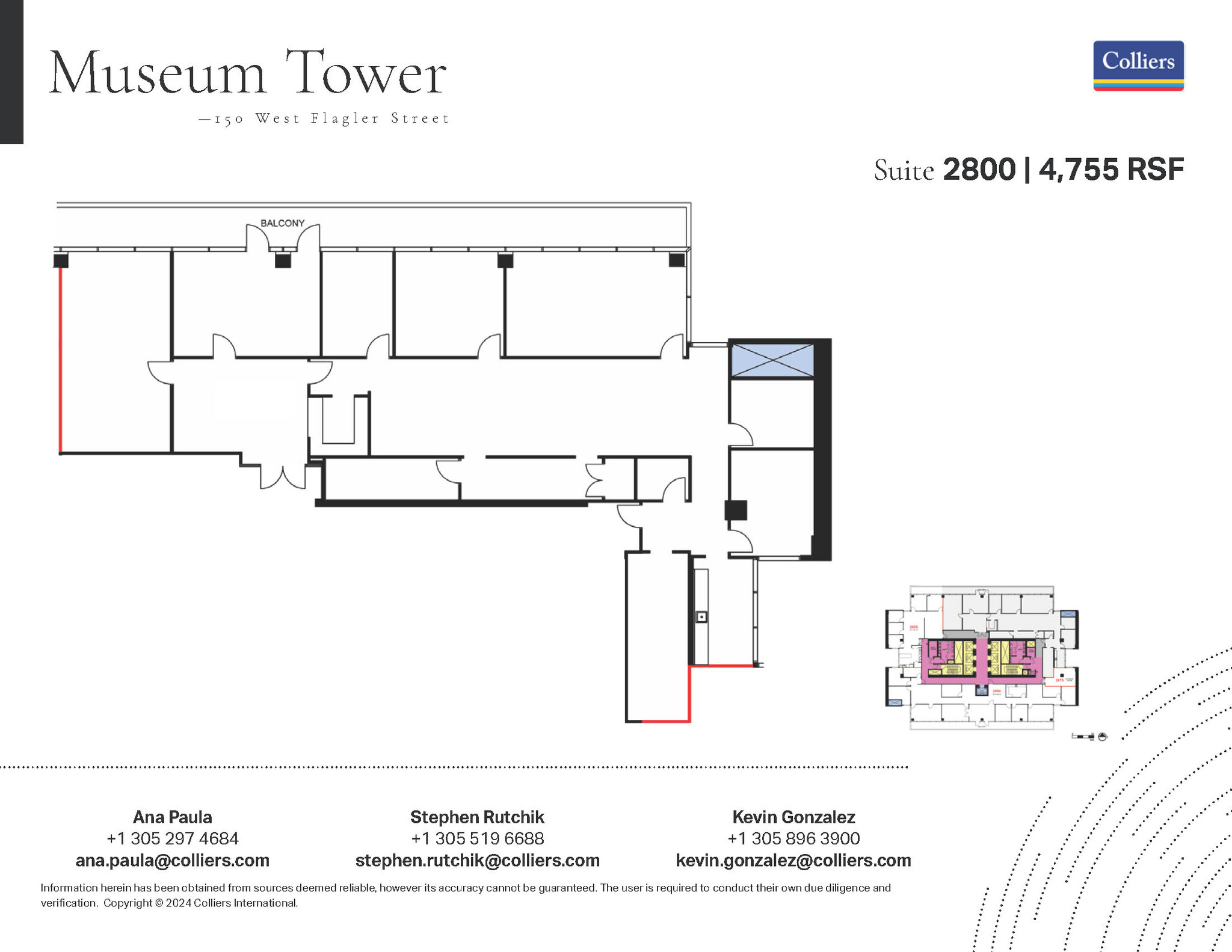 150 W Flagler St, Miami, FL à louer Plan d  tage- Image 1 de 1