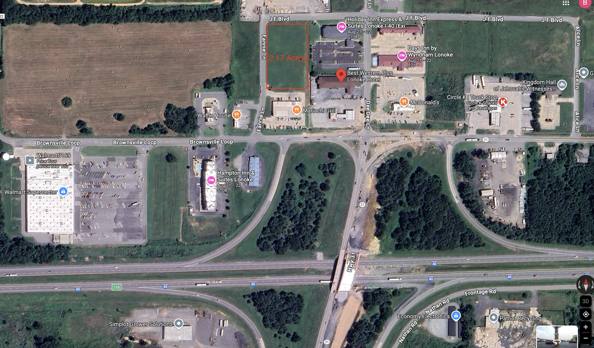 Fannie Lane, Lonoke, AR for sale Aerial- Image 1 of 2