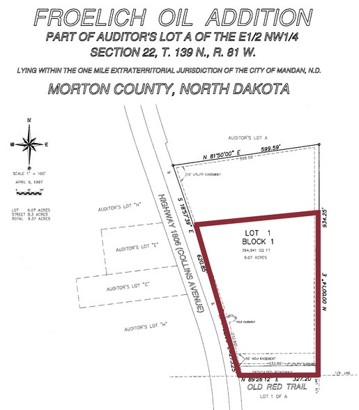 100 Old Red Tail NE, Mandan, ND for sale - Plat Map - Image 2 of 2