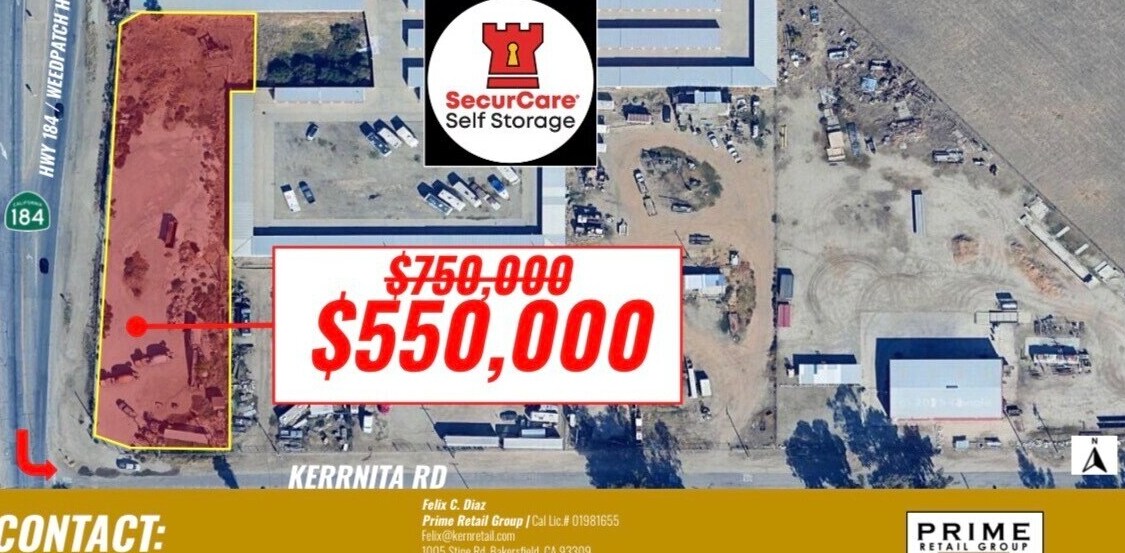 NEC Hwy 184 @ Kerrnita Rd, Bakersfield, CA à vendre Aérien- Image 1 de 6