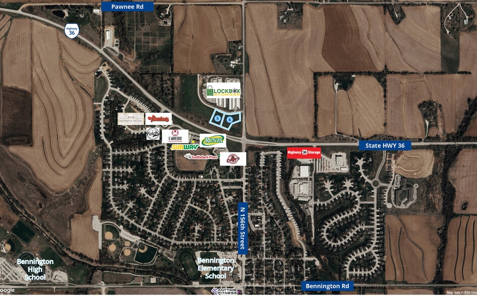 156th & Hwy 36, Bennington, NE for sale - Aerial - Image 2 of 2