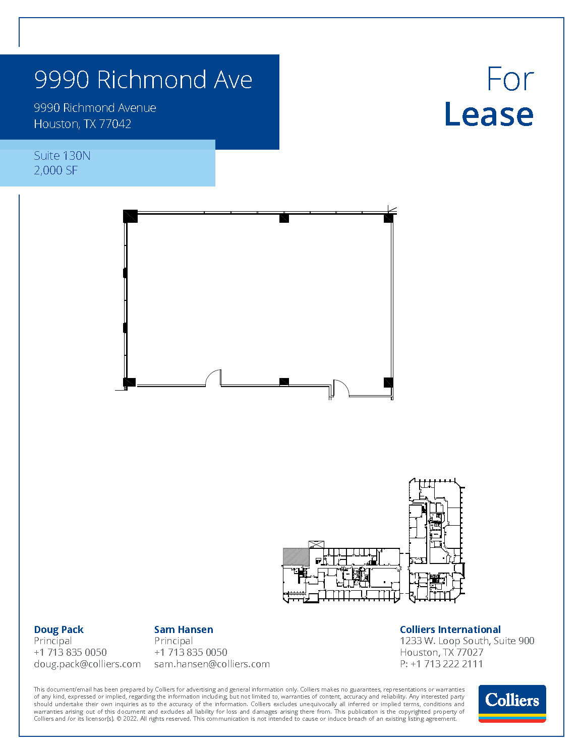 9990 Richmond Ave, Houston, TX à louer Plan d’étage- Image 1 de 1