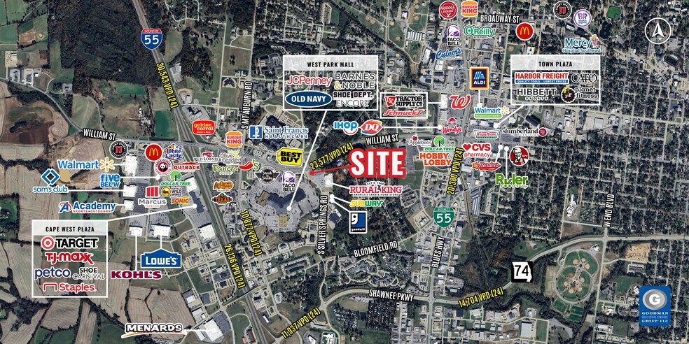 209 Silver Springs Road, Cape Girardeau, MO for lease - Aerial - Image 2 of 2