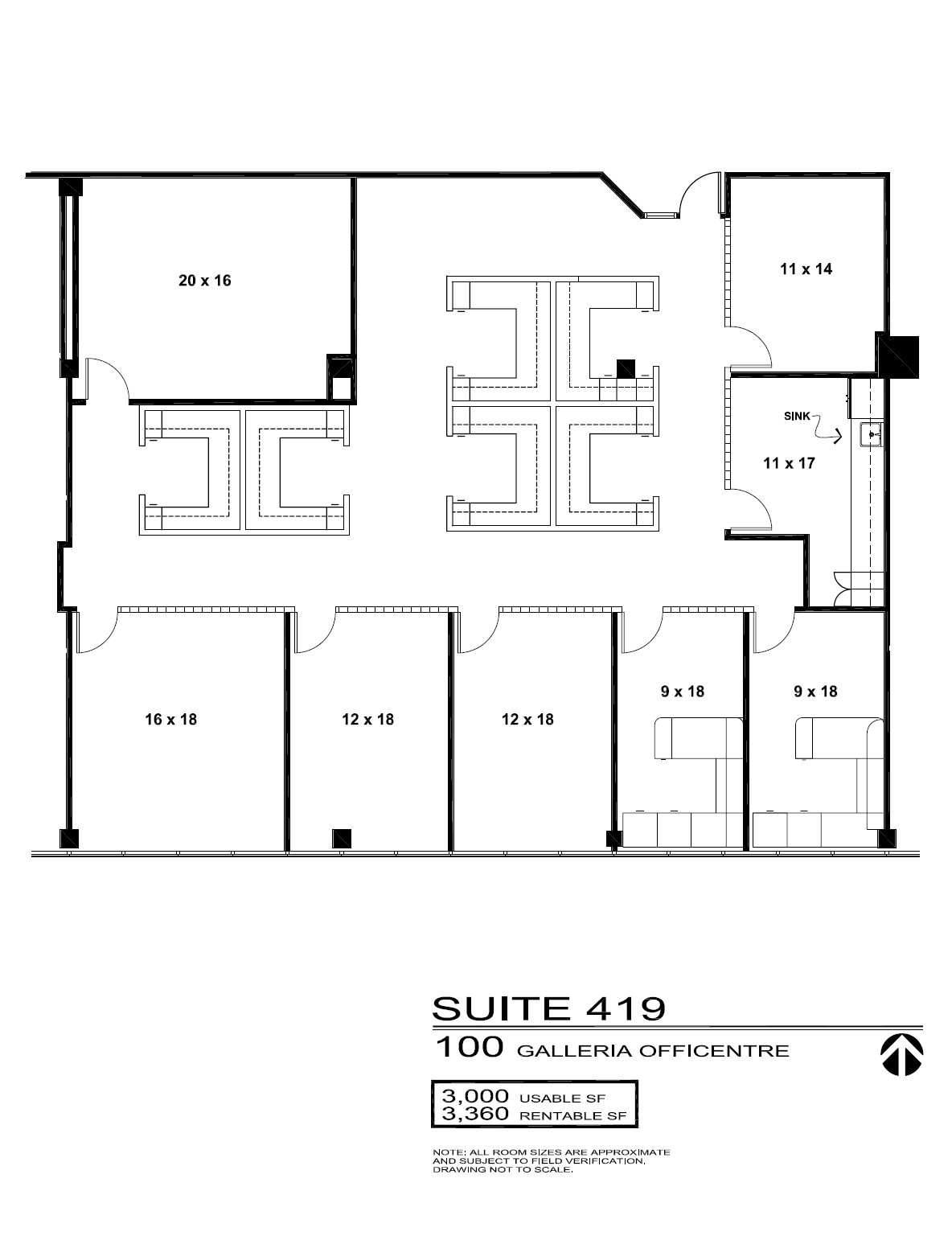 300 Galleria Officentre, Southfield, MI for lease Floor Plan- Image 1 of 2