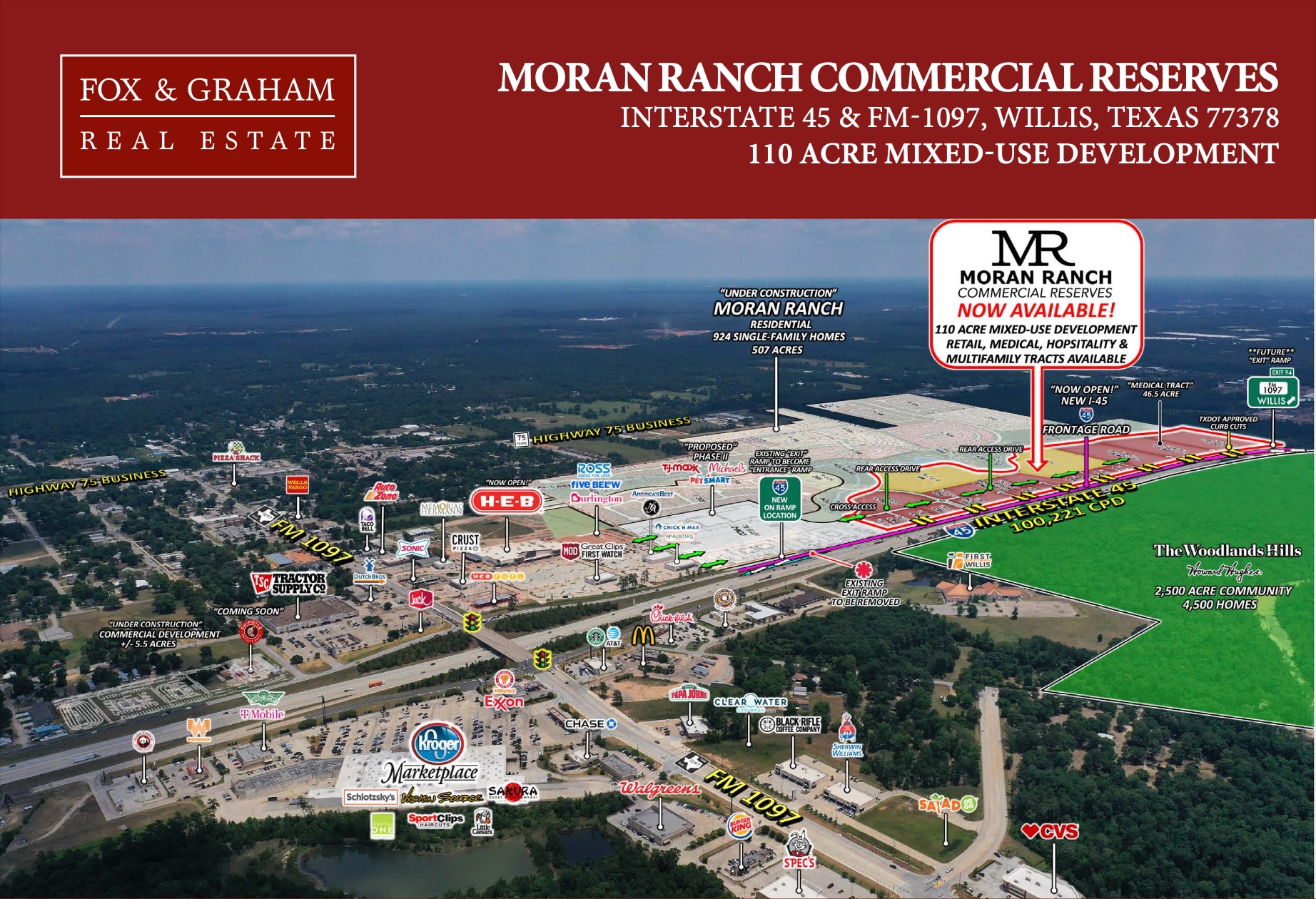 I-45 & Moran Ranch Blvd, Willis, TX for sale Aerial- Image 1 of 6