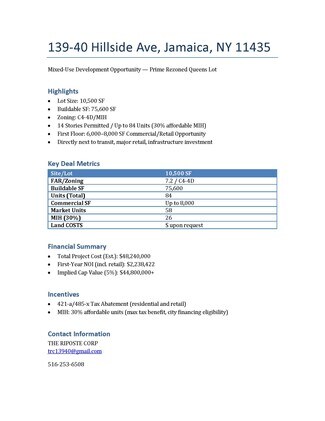 Plus de détails pour 13940 Hillside Ave, Jamaica, NY - Flex à vendre