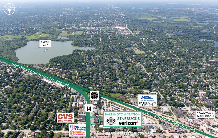 114-120 S Northwest Hwy, Barrington, IL à vendre - Aérien - Image 3 de 12
