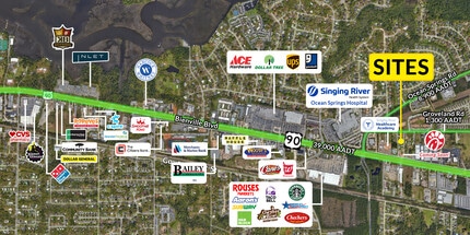 3417 Bienville Blvd, Ocean Springs, MS - AERIAL map view